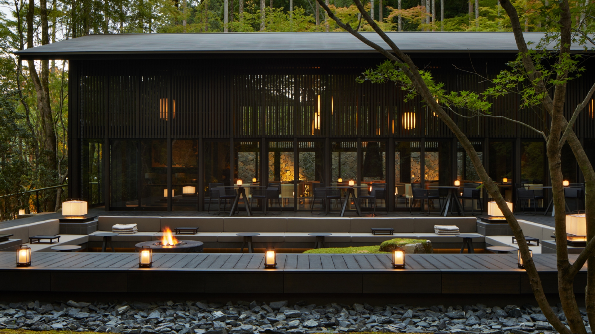Aman Kyoto Japan The Living Pavilion by Aman Night exterior